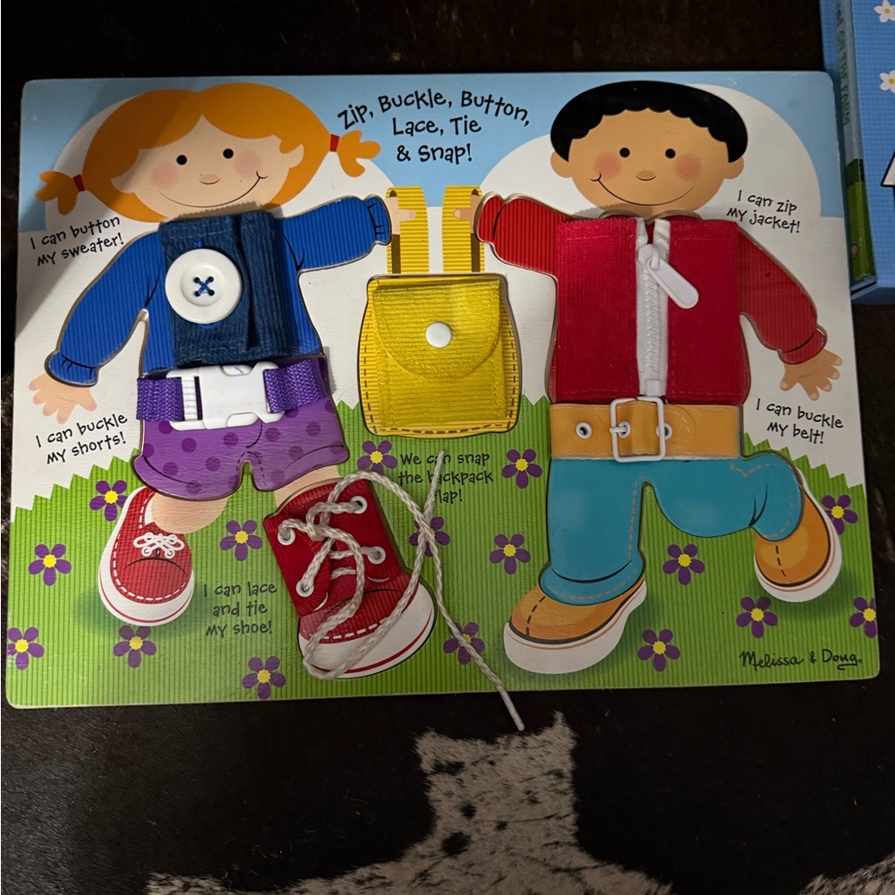 Melissa & Doug Dress-Up Skills Board - Red, Yellow, Purple